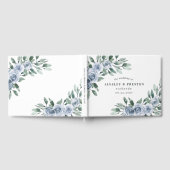 Dusty Blue Elegant Floral Boho Roos Rustic Wedding Gastenboek (Volledig)