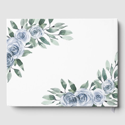 Dusty Blue Elegant Floral Boho Roos Rustic Wedding Gastenboek (Achterkant)