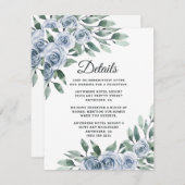 Dusty Blue Elegant Floral Boho Roos Rustic Wedding Informatiekaartje (Voorkant / Achterkant)