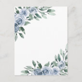 Dusty Blue Elegant Floral Boho Roos Rustic Wedding Informatiekaartje (Achterkant)