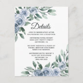 Dusty Blue Elegant Floral Boho Roos Rustic Wedding Informatiekaartje (Voorkant)