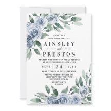 Dusty Blue Elegant Floral Boho Roos Rustic Wedding
