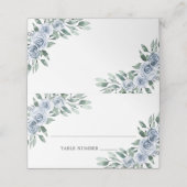 Dusty Blue Elegant Floral Boho Roos Rustic Wedding Plaatskaartje (Buitenkant ongevouwen)