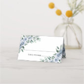 Dusty Blue Elegant Floral Boho Roos Rustic Wedding Plaatskaartje (Voorkant)