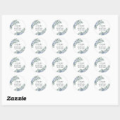 Dusty Blue Elegant Floral Boho Roos Rustic Wedding Ronde Sticker (Vel)