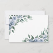 Dusty Blue Elegant Floral Boho Roos Rustic Wedding RSVP Kaartje (Achterkant)