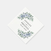 Dusty Blue Elegant Floral Boho Roos Rustic Wedding Servet (Hoek)