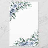 Dusty Blue Elegant Floral Boho Wedding Menu Kaarte (Achterkant)