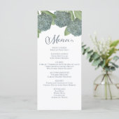 Dusty Blue Elegant Floral Botanical Dinner Menu (Staand voorkant)