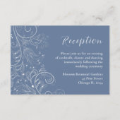 Dusty Blue Elegant Floral bruiloft receptie Informatiekaartje (Voorkant)