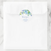 Dusty Blue Elegant Floral Calligraphy Dank je Ronde Sticker (Tas)