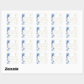Dusty Blue Elegant Floral Eerste Heilige Communie Vierkante Sticker (Vel)