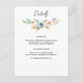 Dusty Blue Elegant Floral Rustic Wedding Enclosure Informatiekaartje (Voorkant)