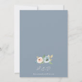Dusty Blue Elegant Floral Rustic Wedding Kaart (Achterkant)
