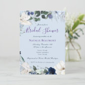 Dusty Blue Elegant Floral Vrijgezellenfeest Kaart (Staand voorkant)