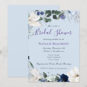 Dusty Blue Elegant Floral Vrijgezellenfeest Kaart (Voorkant / Achterkant)