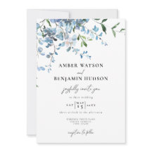 Dusty Blue Elegant Floral Waterverf Wedding