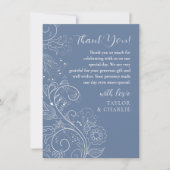 Dusty Blue Elegant Floral Wedding Bedankkaart (Voorkant)