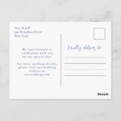 Dusty Blue Elegant Floral Wedding Briefkaart (Achterkant)