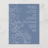Dusty Blue Elegant Floral Wedding Briefkaart (Voorkant)