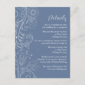 Dusty Blue Elegant Floral Wedding Details Informatiekaartje (Voorkant)