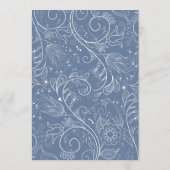 Dusty Blue Elegant Floral Wedding Menu (Achterkant)