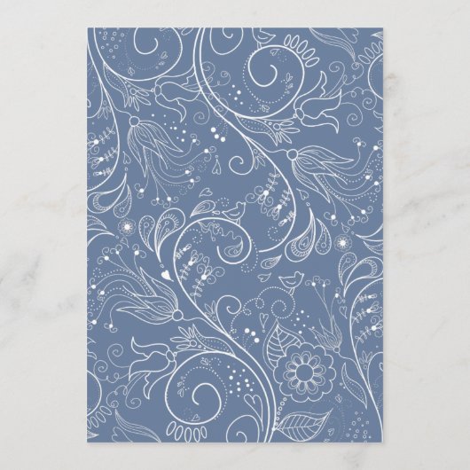 Dusty Blue Elegant Floral Wedding Menu (Achterkant)