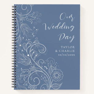 Dusty Blue Elegant Floral Wedding Notitieboek