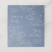 Dusty Blue Elegant Floral Wedding Plaatskaartje (Buitenkant ongevouwen)