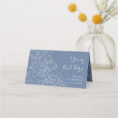 Dusty Blue Elegant Floral Wedding Plaatskaartje (Voorkant)