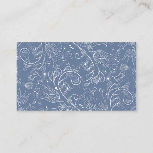 Dusty Blue Elegant Floral Wedding Registry Informatiekaartje (Achterkant)