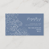 Dusty Blue Elegant Floral Wedding Registry Informatiekaartje (Voorkant)