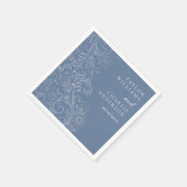 Dusty Blue Elegant Floral Wedding Servet (Hoek)