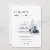 Dusty Blue Elegant Forest Wedding Kaart (Voorkant)