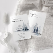 Dusty Blue Elegant Forest Wedding Kaart