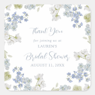 Dusty Blue Elegant Garden Douche Bedankt Vierkante Sticker