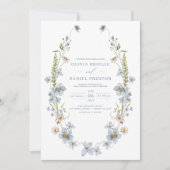 Dusty Blue Elegant Garden Vintage Wedding Kaart (Voorkant)