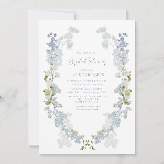 Dusty Blue Elegant Garden  Vrijgezellenfeest Kaart (Voorkant)