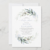 Dusty Blue Elegant Green Baby shower Kaart (Voorkant)