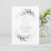 Dusty Blue Elegant Green Baby shower Kaart (Staand voorkant)