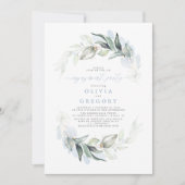 Dusty Blue Elegant Green Engagement Party Kaart (Voorkant)