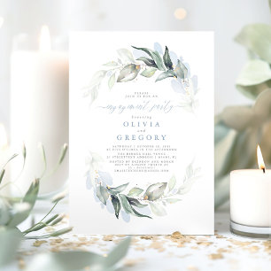 Dusty Blue Elegant Green Engagement Party Kaart
