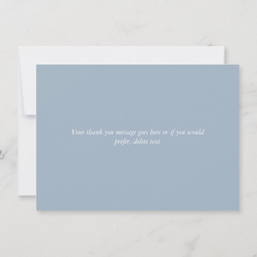 Dusty Blue Elegant Hart Script Bedankkaart (Achterkant)