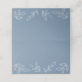 Dusty Blue Elegant Leaves Pattern Wedding Plaatskaartje (Buitenkant ongevouwen)