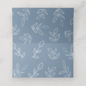 Dusty Blue Elegant Leaves Pattern Wedding Plaatskaartje (Binnenkant ongevouwen)