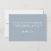 Dusty Blue Elegant Lettering Trouwfoto Bedankkaart (Achterkant)