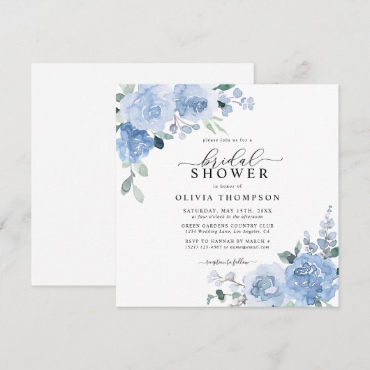 Dusty Blue Elegant Light Botanical Vrijgezellenfee Kaart (Voorkant / Achterkant)