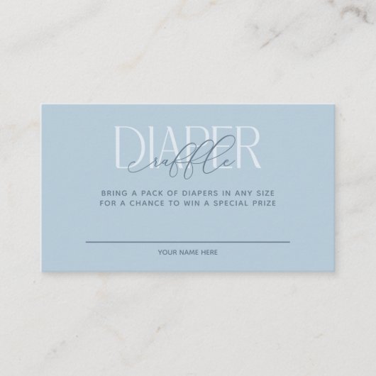 Dusty Blue Elegant Luier Raffle Informatiekaartje (Voorkant)