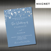 Dusty blue elegant luxe bruiloft magnetische uitnodiging