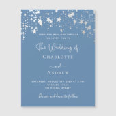 Dusty blue elegant luxe bruiloft magnetische uitnodiging (Voorkant)